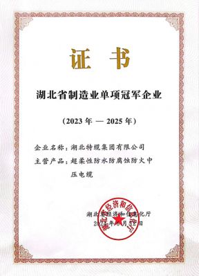 湖北省制造业单项冠军企业