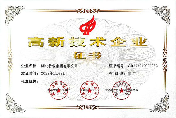 高新技术企业证书