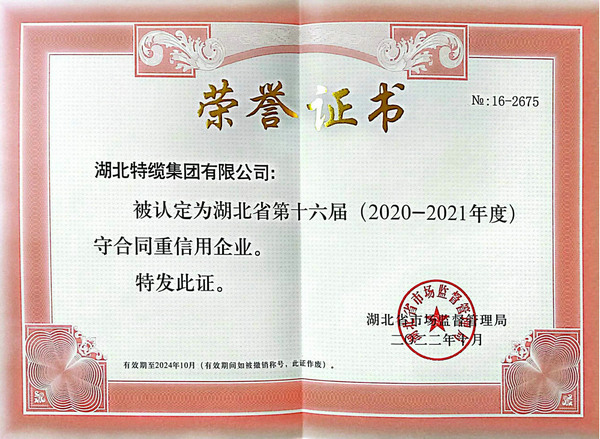 湖北省2020-2021守合同重信用企业